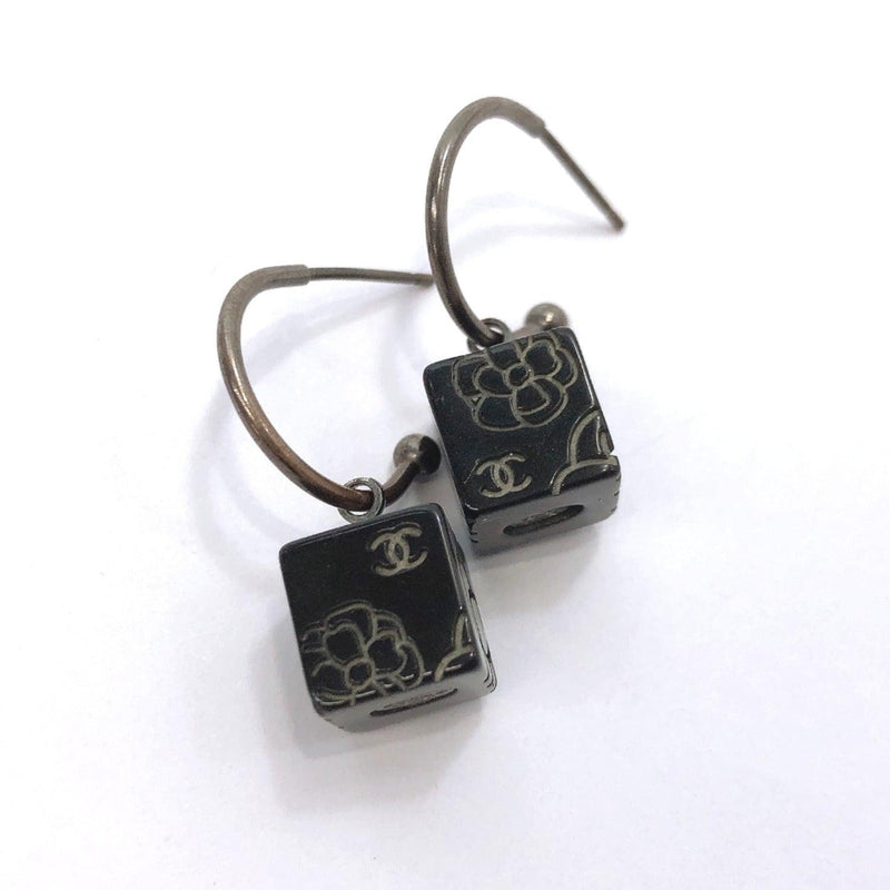 CHANEL earring Camelia Cube Synthetic resin black 02 A Women Used - JP-BRANDS.com