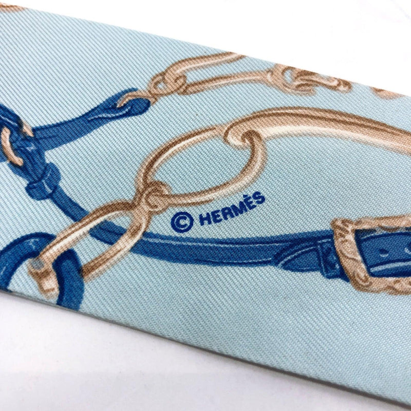 HERMES scarf Twilly BRIDES DE GALA "cerebral bridle" silk blue Women Used - JP-BRANDS.com