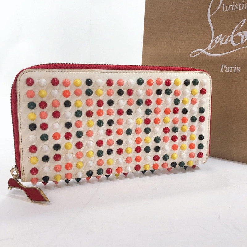 Christian Louboutin purse Round zip Panettone wallet leather white Women Used - JP-BRANDS.com