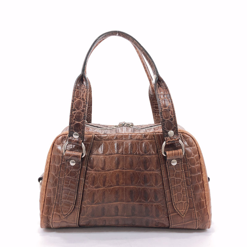 Miu Miu Handbag RR0904 BAULETTO embossing ST.COCO HOLLY leather Brown Women Used