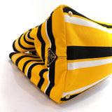 PRADA Tote Bag B1872G Canapa GM Stripe pattern 2way canvas yellow black Women Used