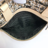 PRADA Tote Bag B11268 tweed beige black Women Used