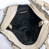 PRADA Tote Bag B11268 tweed beige black Women Used