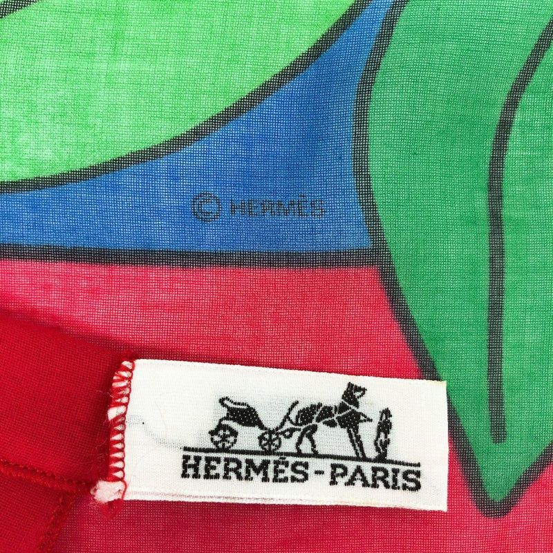 HERMES Stall Pareo Lemon pattern cotton green Red Women Used - JP-BRANDS.com