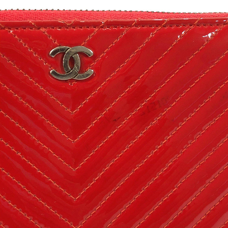 CHANEL purse COCO Mark V stitch line Patent leather Red Women Used