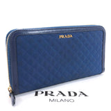 PRADA purse Round zip canvas/leather blue Women Used - JP-BRANDS.com