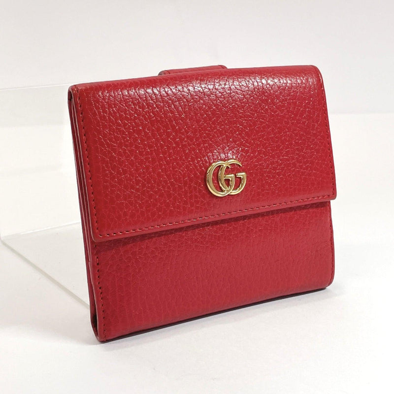 GUCCI wallet 456122 Marmont Double Sided leather Red Gold Hardware Women Used - JP-BRANDS.com