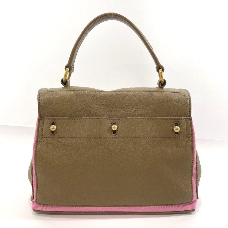 Yves Saint Laurent rive gauche Handbag 289278.467891 Muse toe leather/canvas beige pink Women Used