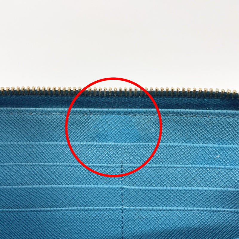 PRADA purse Round zip Safiano leather blue Women Used