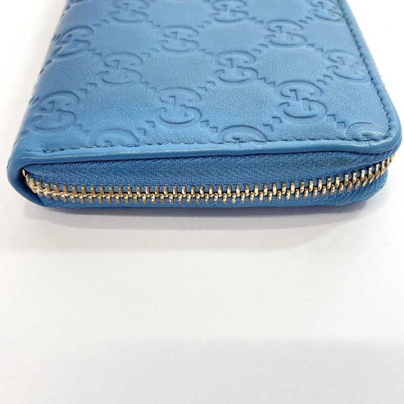 GUCCI purse 332747 L-shaped zip Sima leather blue Women Used - JP-BRANDS.com