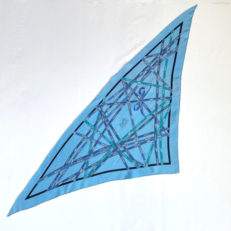 HERMES scarf Triangle Jean Triangle Carre silk blue Women Used - JP-BRANDS.com