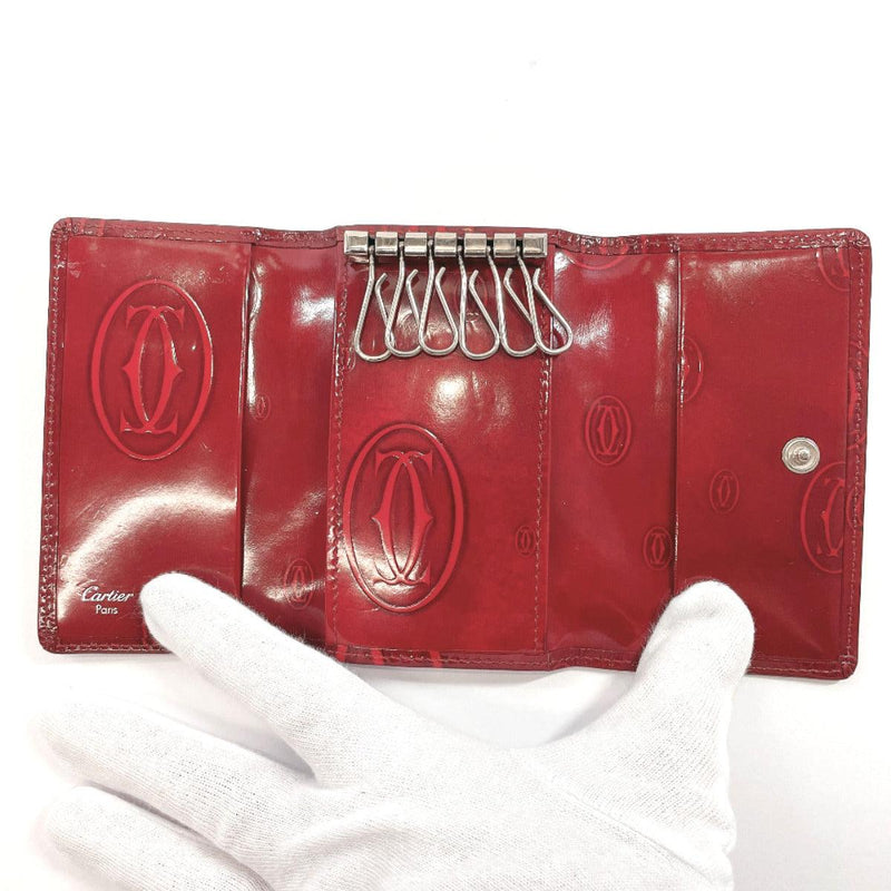 CARTIER key holder happy Birthday Patent leather Bordeaux Women Used - JP-BRANDS.com