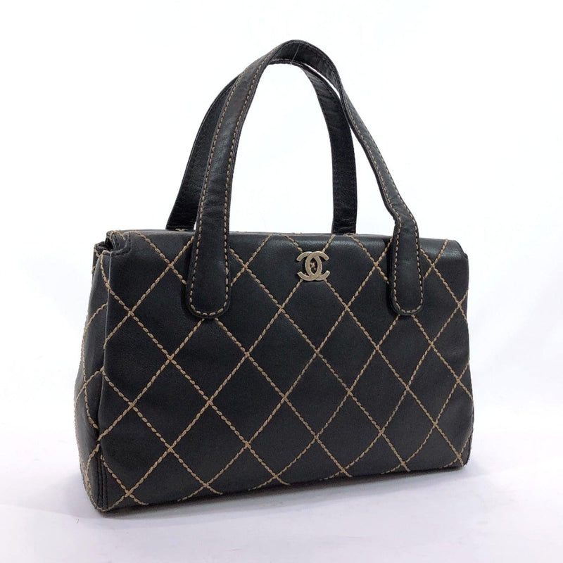 CHANEL Handbag Wild stitch leather black Women Used –