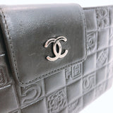CHANEL purse Icon embossing Gamaguchi leather black Inside：Silver Women Used - JP-BRANDS.com