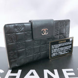 CHANEL purse Icon embossing Gamaguchi leather black Inside：Silver Women Used - JP-BRANDS.com