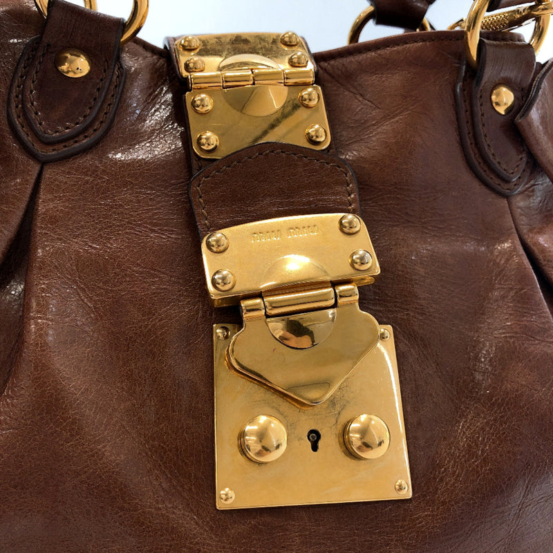 Miu Miu Handbag 2way leather Brown Women Used