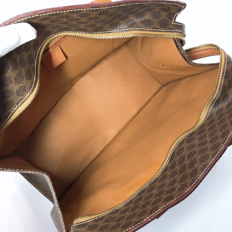 CELINE Macadam Pattern Shoulder Tote Bag MC98/2 Purse Brown PVC