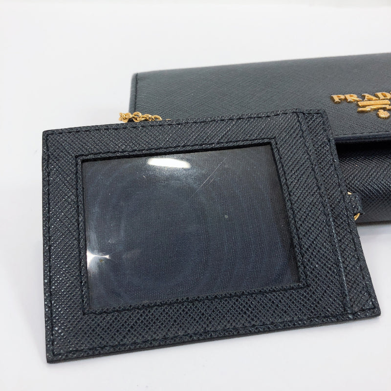 PRADA purse 1MH132 With pass case PORTAFOGLIO PATTINA Safiano leather Navy Gold Hardware Women Used
