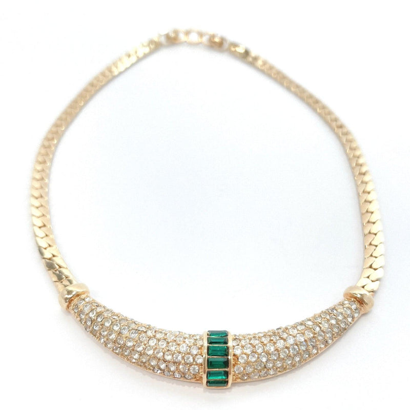 Christian Dior Necklace Rhinestone gold green Women Used - JP-BRANDS.com