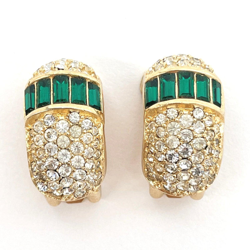 Christian Dior Earring Rhinestone gold green Women Used - JP-BRANDS.com