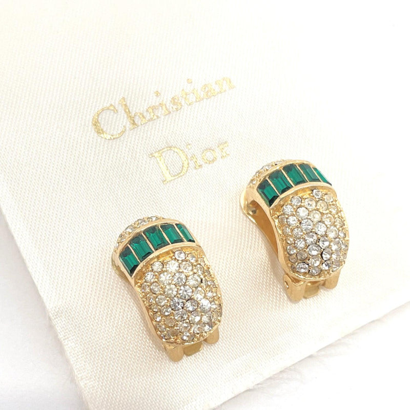 Christian Dior Earring Rhinestone gold green Women Used - JP-BRANDS.com