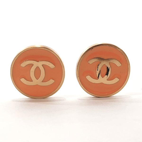 Vintage CHANEL Gold CC Logo Silver Matelasse Round Clip-On Earrings Used  From JP
