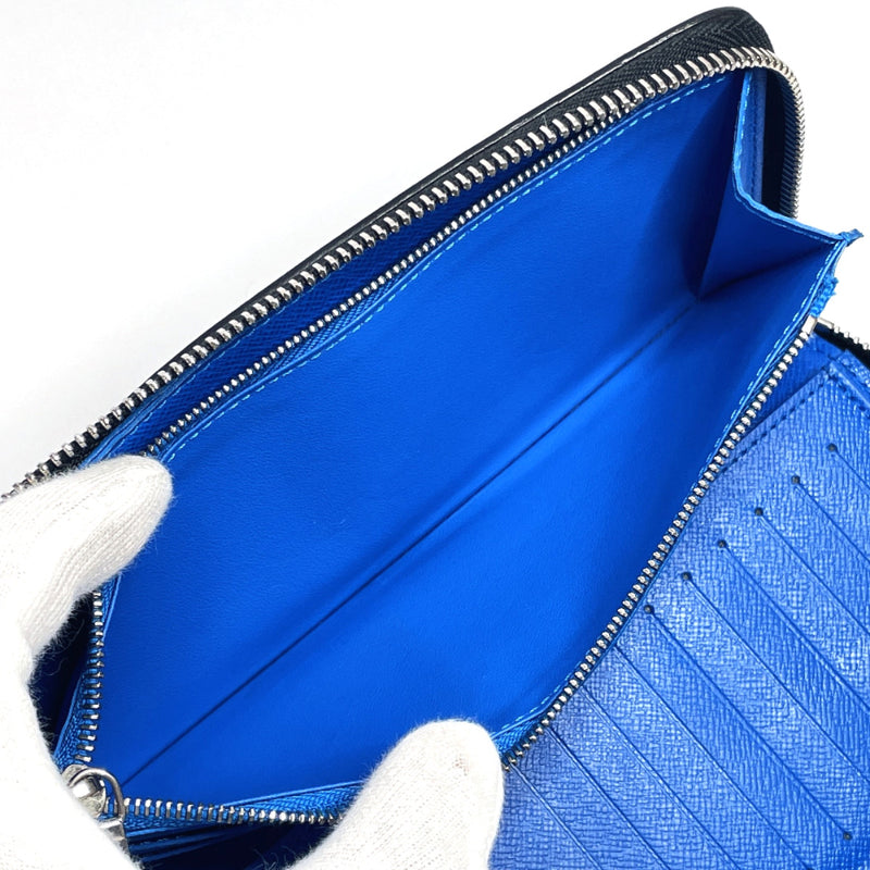 Louis Vuitton Zippy Wallet Vertical Black Blue Long Round Zipper Men's  Taiga M30070