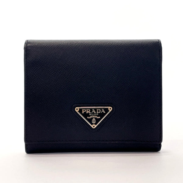 PRADA Tri-fold wallet Safiano leather Black unisex Used